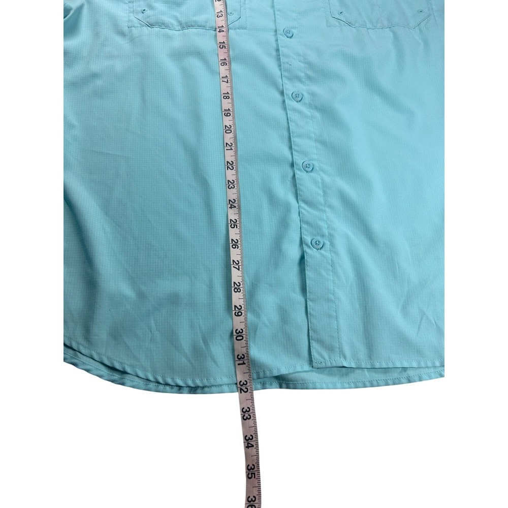 Columbia PFG Tamiami II Shirt Mens XL Aqua Blue Short Sleeve Fishing Button Up - Picture 7 of 10